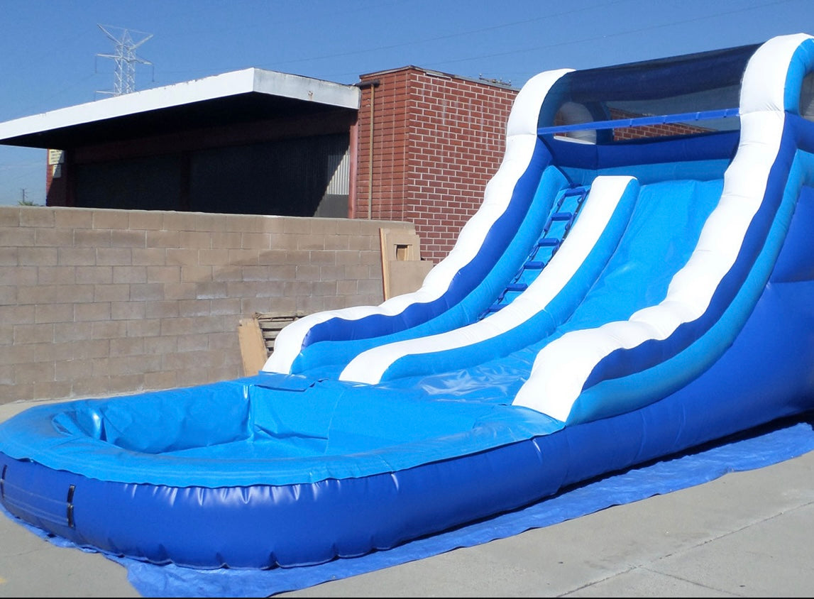 14FT BLUE AND WHITE WATER SLIDE